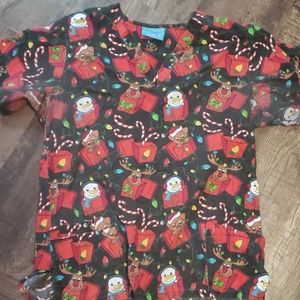 Christmas scrub top